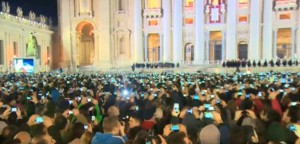 cnn photo sea of cameras Pope francis