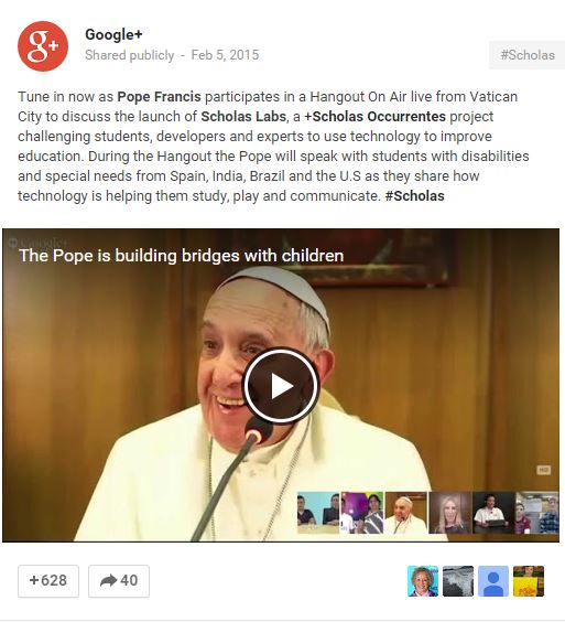 pope google hangout